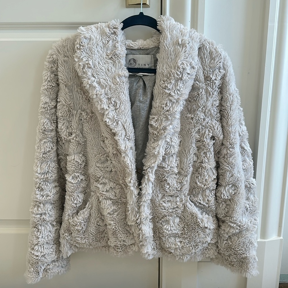 Anthropologie hooded faux fur jacket